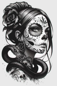feminine-mystery-tattoo-gagged-surrealism-melted-shapes – tattoo design ideas free ai generated – Gallery: muerta-inkby-ai