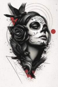 death-motif-tattoo-gagged-surrealism-enigmatic-light – tattoo design ideas free ai generated – Gallery: muerta-inkby-ai