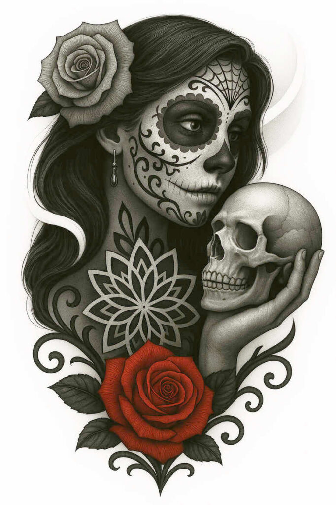 muerta tattoo design ideas layered color artistic for hand