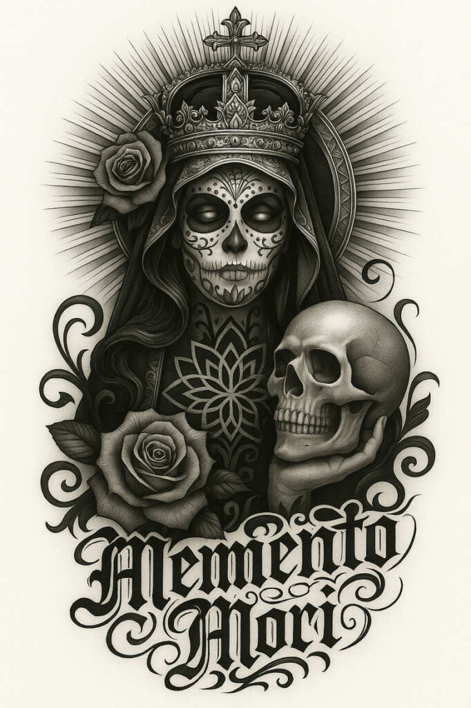 muerta tattoo design ideas color blending artistic for lower thigh