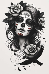 muerta tattoo design ideas vibrant colorful for back shoulder