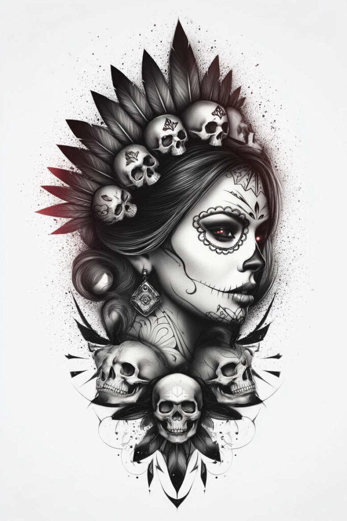 muerta tattoo design ideas vivid gradients cultural for toe