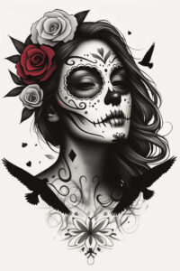 muerta tattoo design ideas high-contrast cultural symbol for lower chest