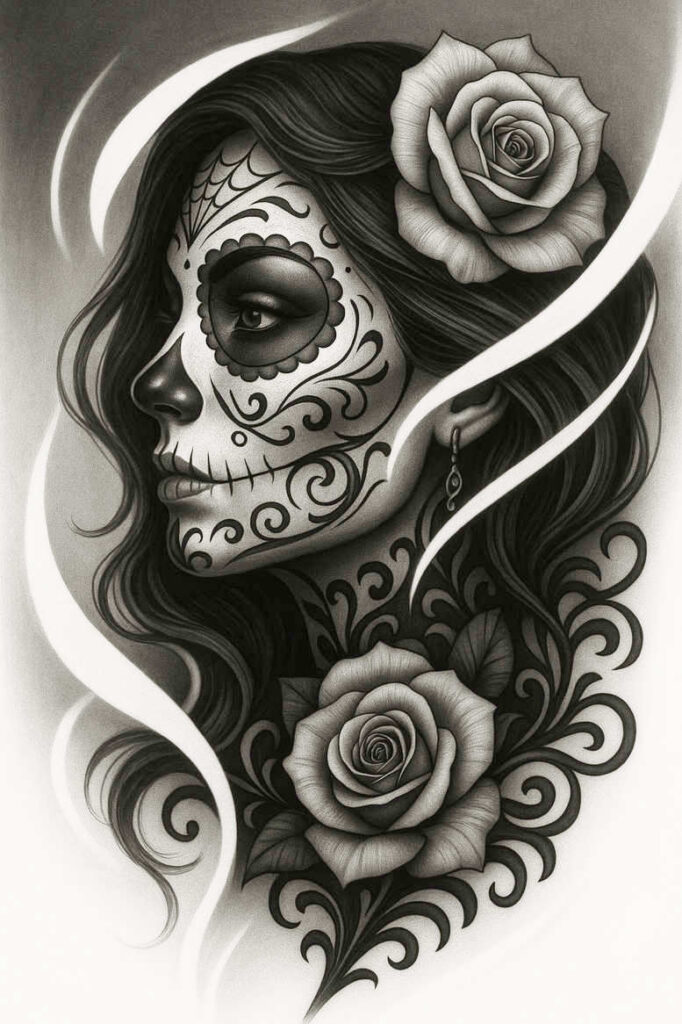 muerta tattoo design ideas subtle tone cultural symbol meaning courage
