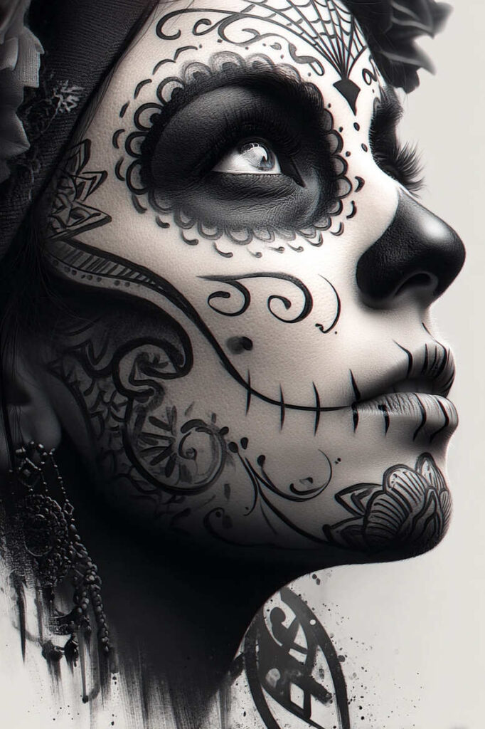 muerta tattoo design ideas Realism transparent layer Day of the Dead for wrist side