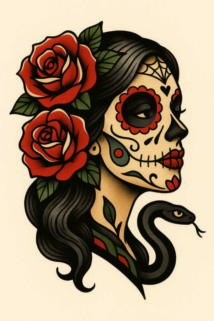 muerta tattoo design ideas Realism micro detail decorative skull art for upper arm