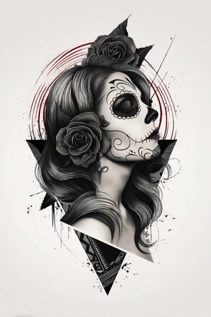 muerta tattoo design ideas Realism hyper-realistic joyful for lower back