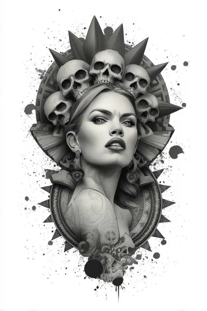 muerta tattoo design ideas color overlays skeletal for chest