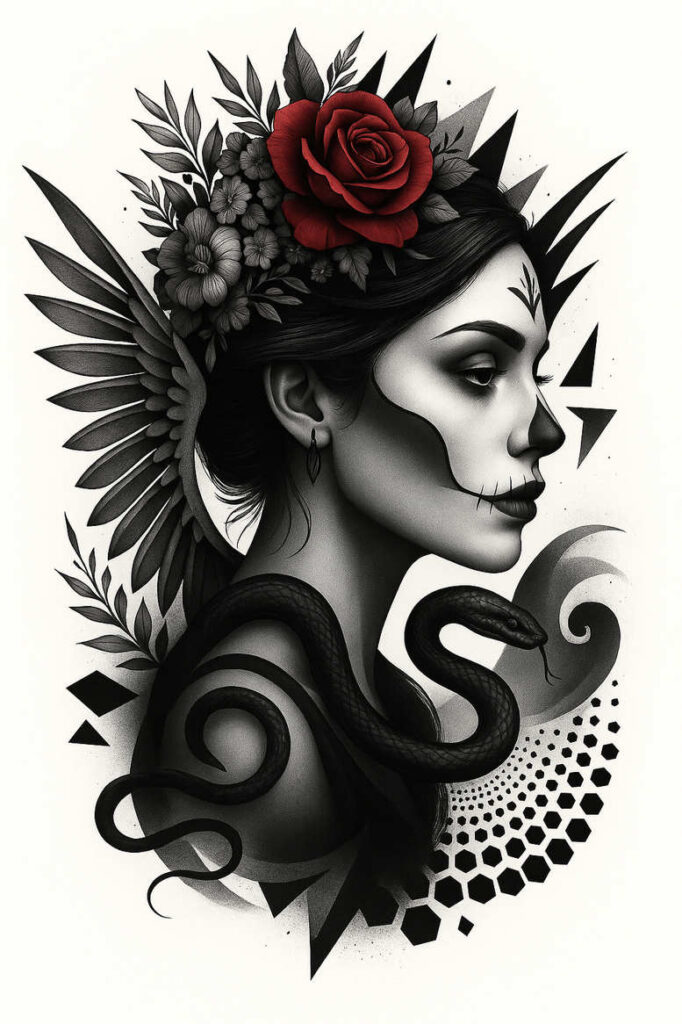 muerta tattoo design ideas Realism realistic structure sugar skull for upper arm