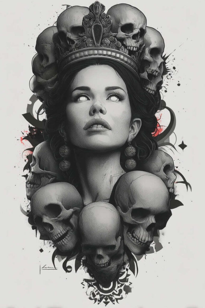 muerta tattoo design ideas Surrealism fragmentation sugar skull symbolising perseverance