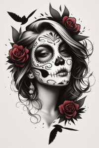 muerta tattoo design ideas monochrome symbolic death for behind ear