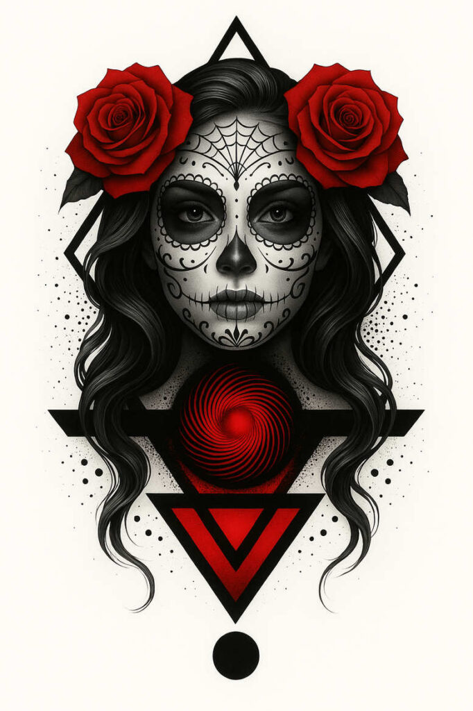 muerta tattoo design ideas bold outline symbolic death shows resilience