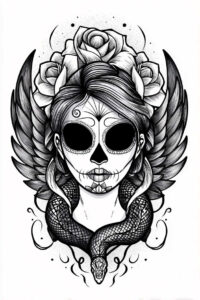 muerta tattoo design ideas refined lines traditional tattoo embodying determination