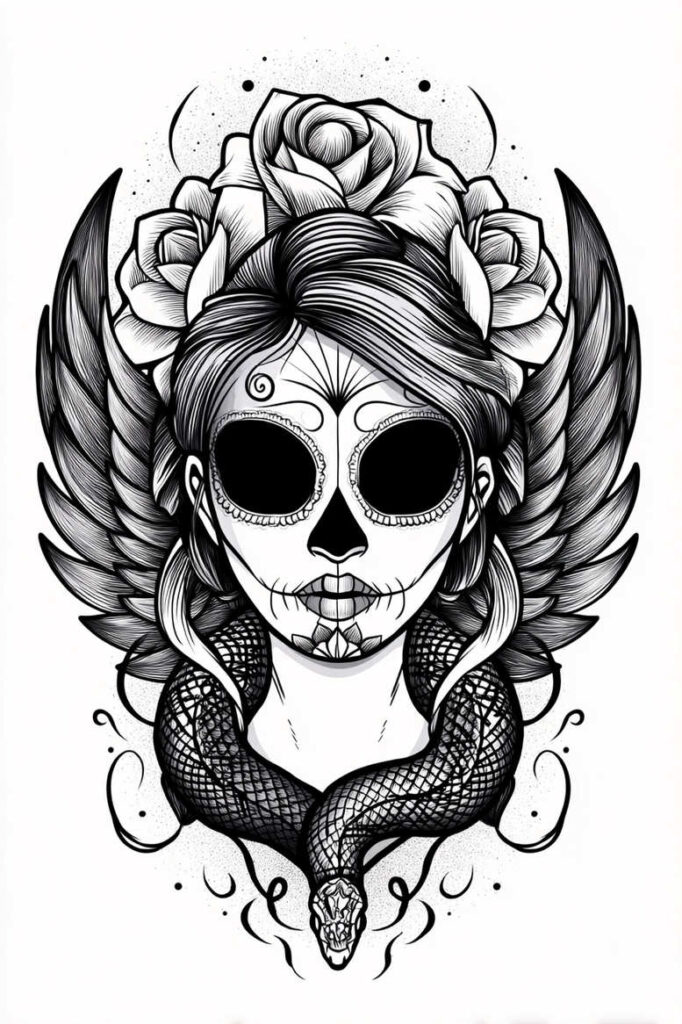muerta tattoo design ideas refined lines traditional tattoo embodying determination