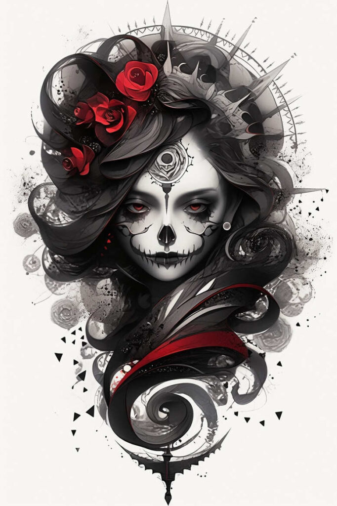 muerta tattoo design ideas artistic contrast vibrant design for behind ear