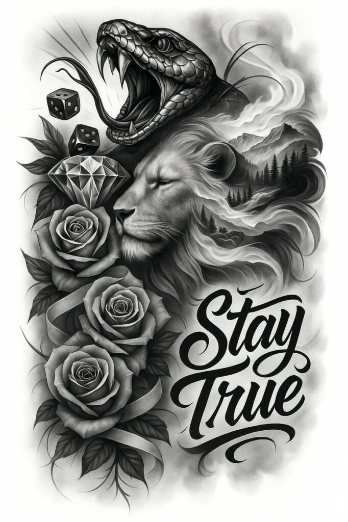 animals-with-lines – tattoo design ideas free ai generated – neotraditional-bold-outline – for-lower-leg – Gallery: news-inkby-ai