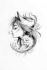 animals-with-lines – tattoo design ideas free ai generated – realism-refined-lines – for-lower-chest – Gallery: news-inkby-ai