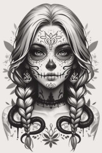 futuristic-patterns – tattoo design ideas free ai generated – surrealism-melted-shapes – for-lower-thigh – Gallery: news-inkby-ai