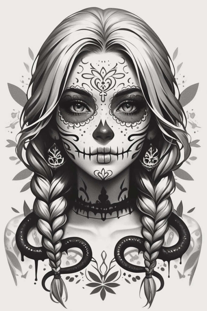 futuristic-patterns – tattoo design ideas free ai generated – surrealism-melted-shapes – for-lower-thigh – Gallery: news-inkby-ai