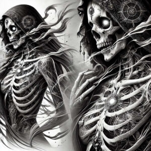 news tattoo design ideas Surrealism blurred edges CGI-rendered endurance and power