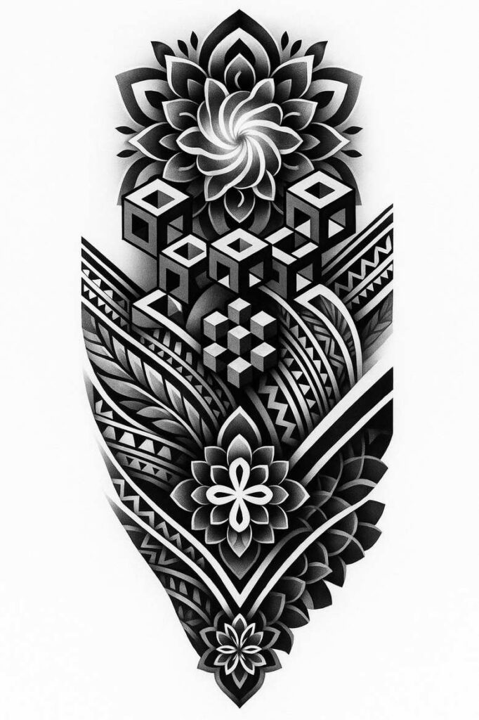 news tattoo design ideas Surrealism enigmatic light detailed lines symbol of perseverance