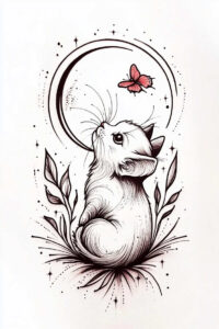 news tattoo design ideas Surrealism chromatic aberration fine-line for back of neck