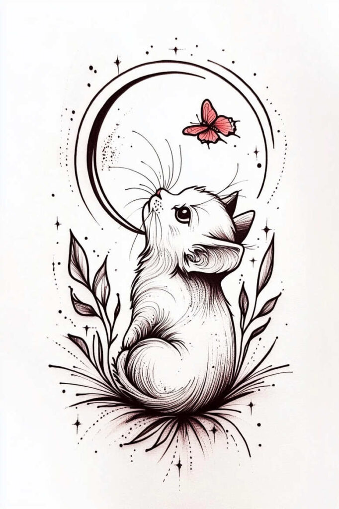 news tattoo design ideas Surrealism chromatic aberration fine-line for back of neck