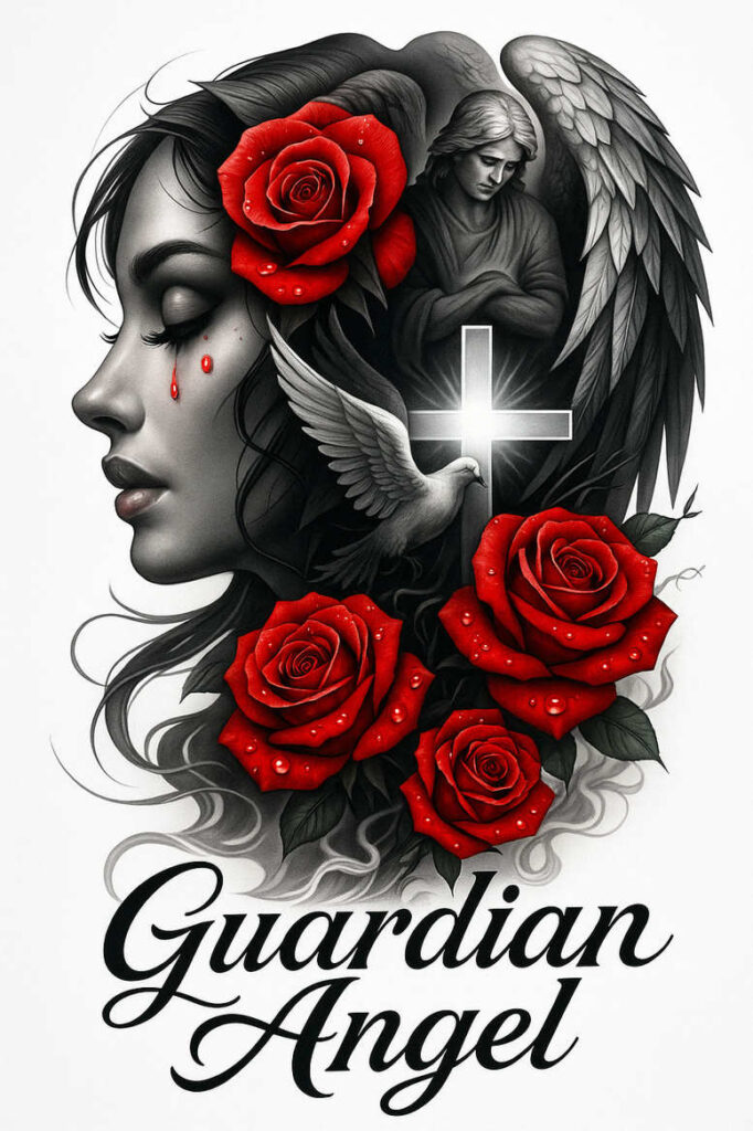 news tattoo design ideas Surrealism vibrant contrasts monochrome meaning endurance