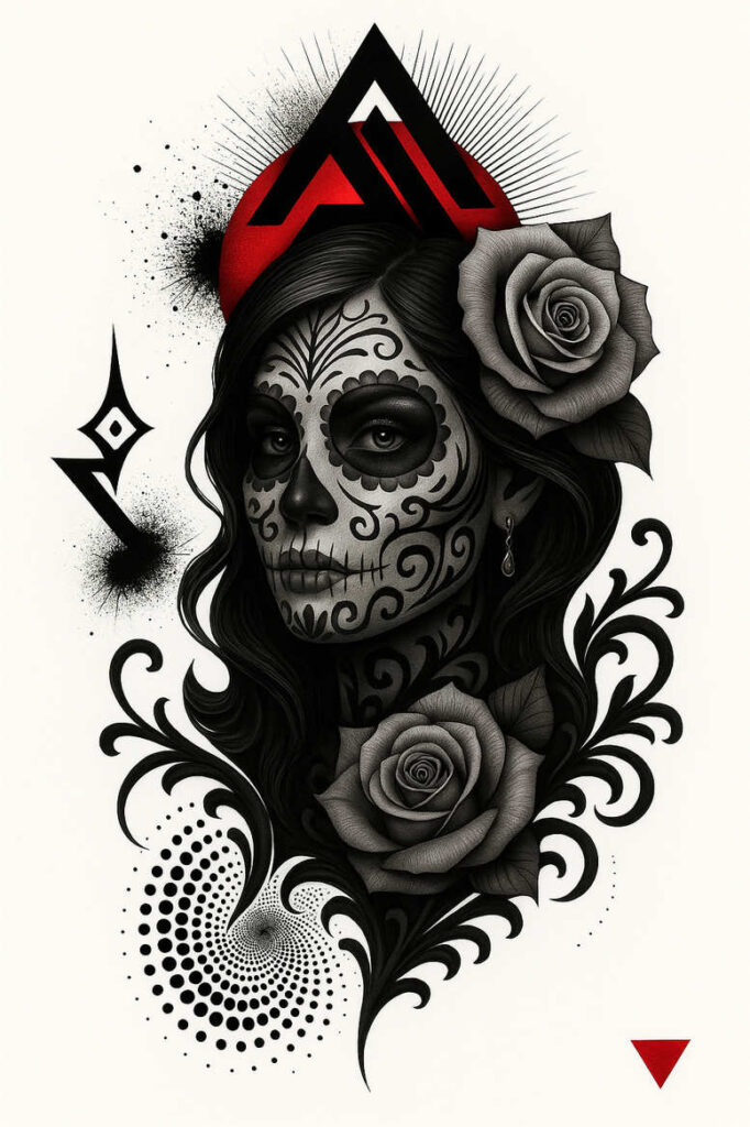 news tattoo design ideas CGI-rendered ornamental swirl represents determination