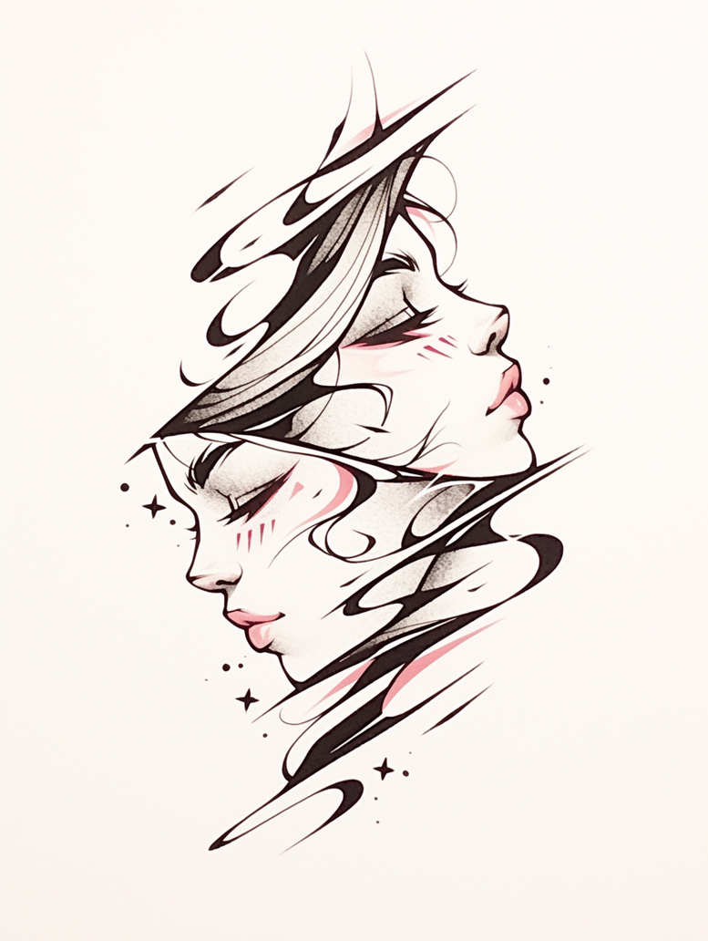news tattoo design ideas Surrealism shadow play vector-style symbolising perseverance