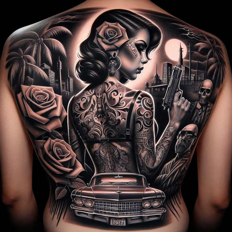 other-animals tattoo design ideas Surrealism hallucinogenic natural flow for upper back