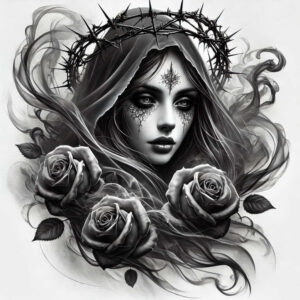 dark-spiritual-tattoo – tattoo design ideas free ai generated – realism-minimal-grain – for-biceps – Gallery: other-dark-inkby-ai