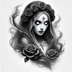 mysterious-tattoo – tattoo design ideas free ai generated – realism-contrast-ink – for-shin – Gallery: other-dark-inkby-ai