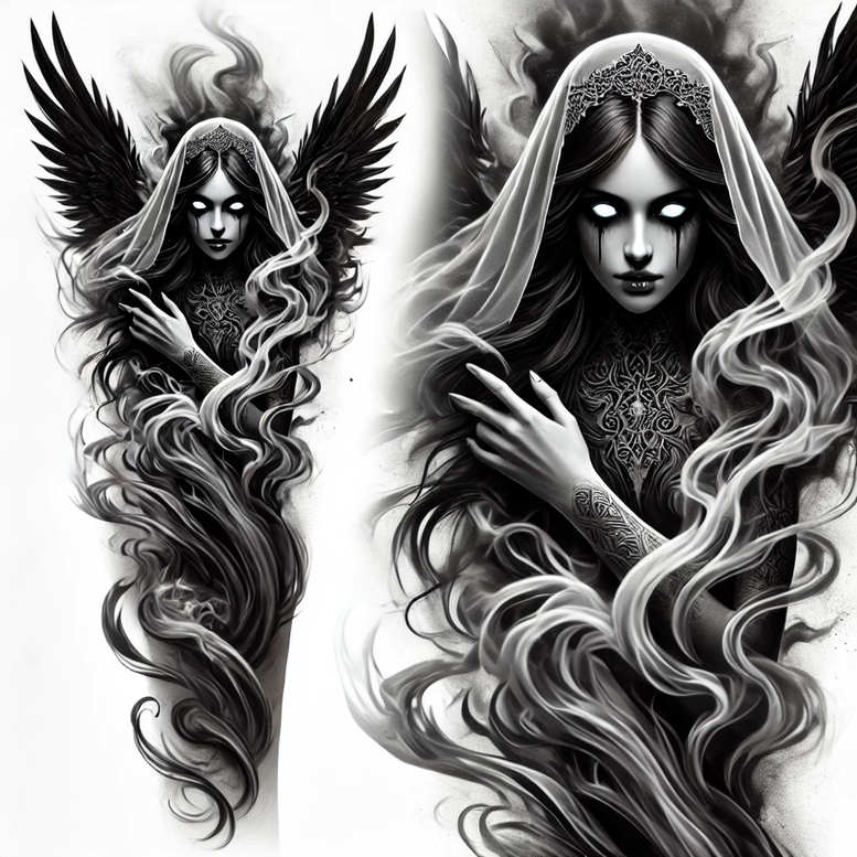 other-dark tattoo design ideas Surrealism hallucinogenic demonic for scapula
