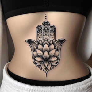 flowers-with-geometric-pattern – tattoo design ideas free ai generated – surrealism-dynamic-shapes – for-palm – Gallery: other-flowers-inkby-ai