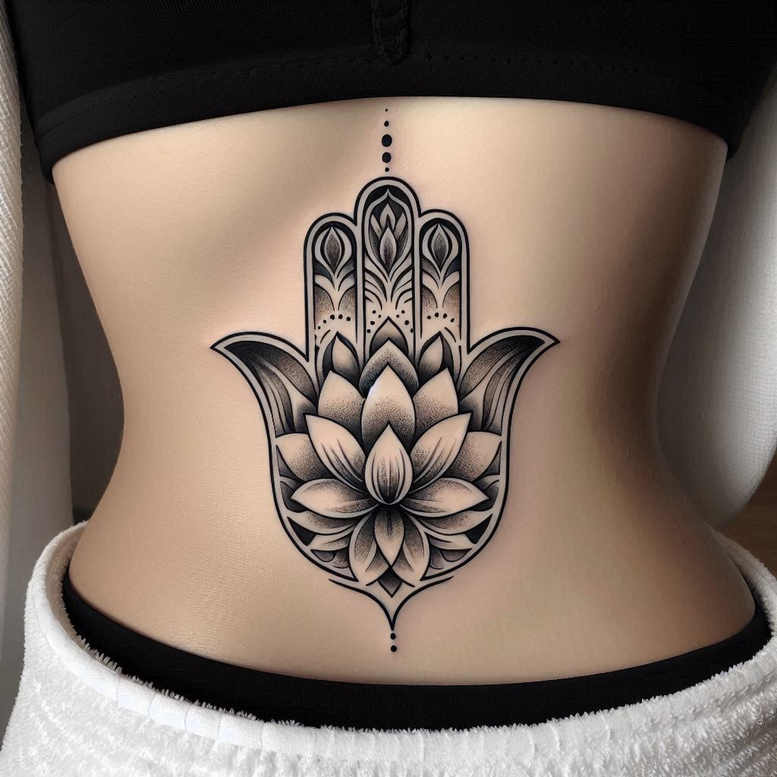 flowers-with-geometric-pattern – tattoo design ideas free ai generated – surrealism-dynamic-shapes – for-palm – Gallery: other-flowers-inkby-ai