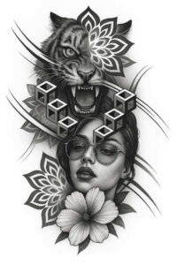 pattern-tattoo-design – tattoo design ideas free ai generated – angle-overlay – for-upper-arm – Gallery: pattern-inkby-ai