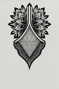 pattern-tattoo-design – tattoo design ideas free ai generated – classic-shading – for-lower-thigh – Gallery: pattern-inkby-ai