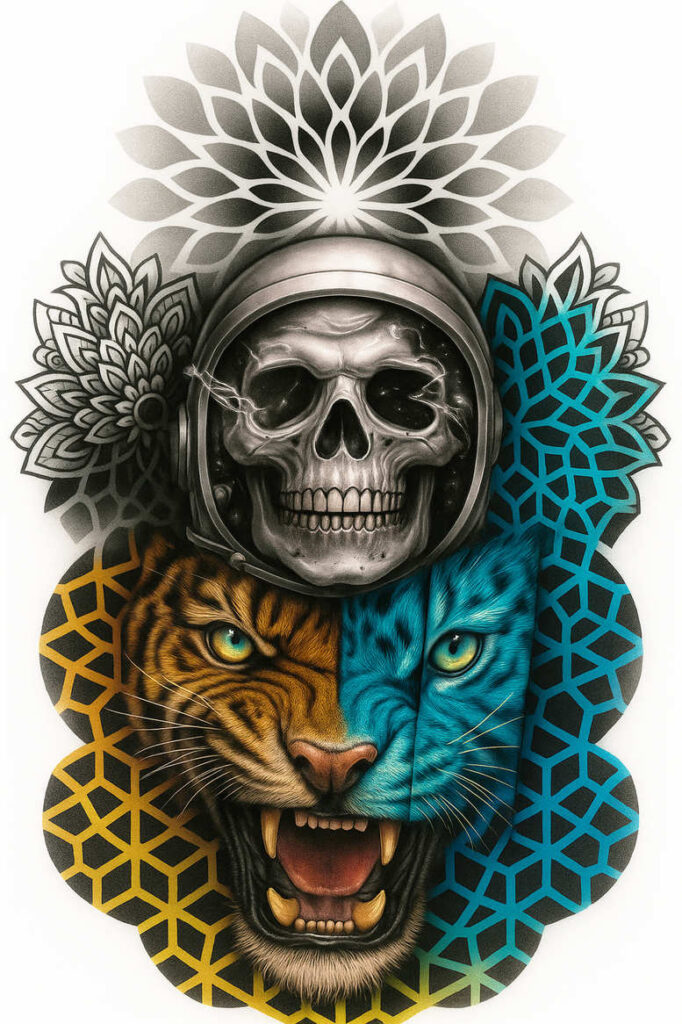 pattern-tattoo-design – tattoo design ideas free ai generated – fractal-design – for-stomach – Gallery: pattern-inkby-ai
