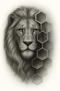 pattern-tattoo-design – tattoo design ideas free ai generated – hexagonal-grid – for-stomach – Gallery: pattern-inkby-ai