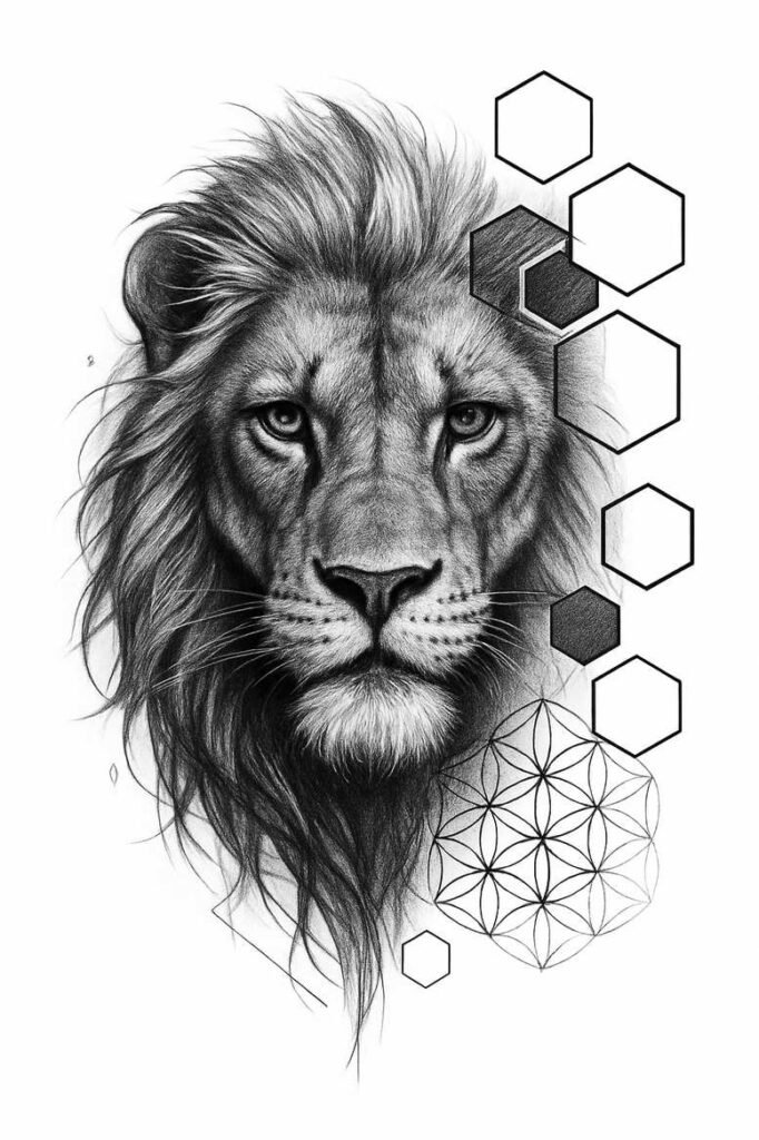 pattern-tattoo-design – tattoo design ideas free ai generated – hexagonal-symmetry – for-behind-ear – Gallery: pattern-inkby-ai
