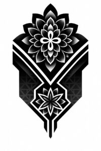 pattern-tattoo-design – tattoo design ideas free ai generated – isometric-projection – for-collarbone – Gallery: pattern-inkby-ai