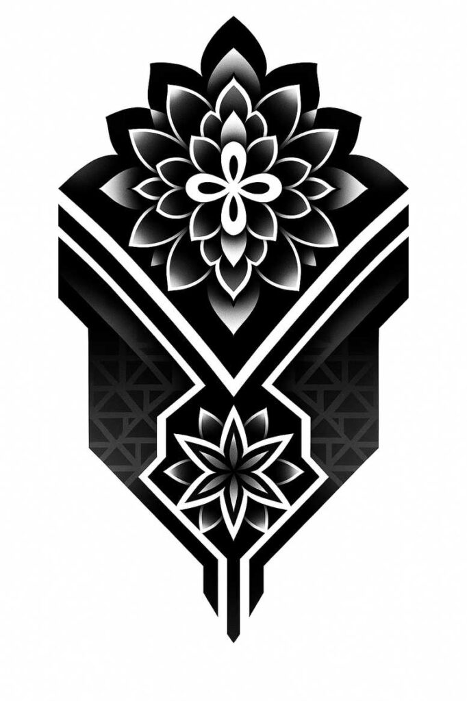 pattern-tattoo-design – tattoo design ideas free ai generated – isometric-projection – for-collarbone – Gallery: pattern-inkby-ai