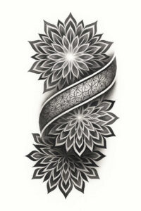 pattern-tattoo-design – tattoo design ideas free ai generated – limited-palette – for-lower-thigh – Gallery: pattern-inkby-ai