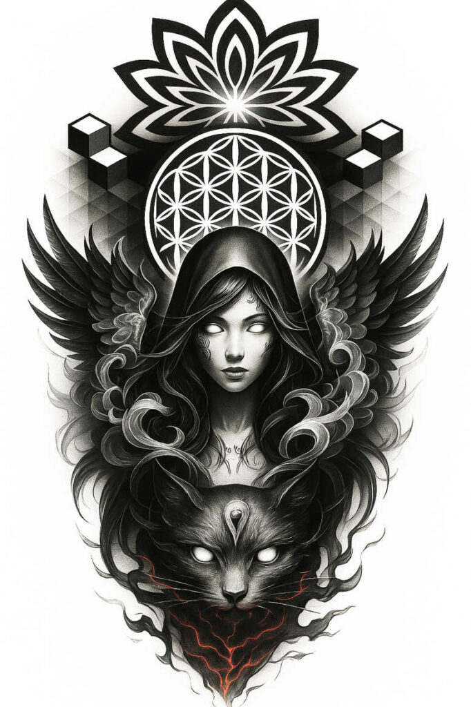 pattern-tattoo-design – tattoo design ideas free ai generated – rockabilly – for-shin – Gallery: pattern-inkby-ai
