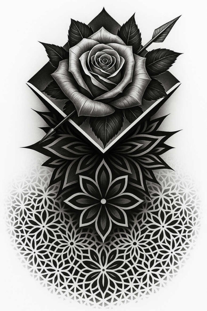 pattern-tattoo-design – tattoo design ideas free ai generated – triangular-pattern – for-calf – Gallery: pattern-inkby-ai