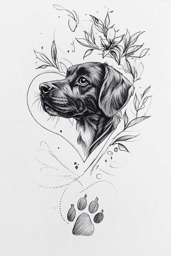 pets-tattoo-ideas – tattoo design ideas free ai generated – dotwork – for-shoulder – Gallery: pets-inkby-ai