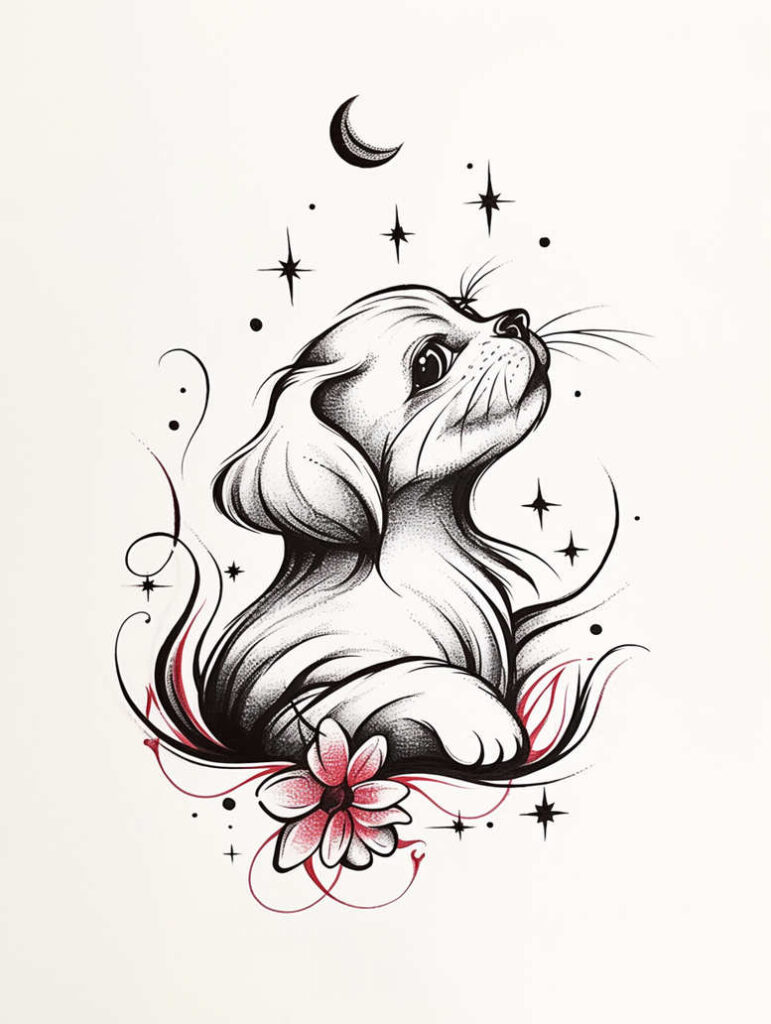pets-tattoo-ideas – tattoo design ideas free ai generated – micro-line – for-outer-arm – Gallery: pets-inkby-ai