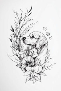 pets-tattoo-ideas – tattoo design ideas free ai generated – monochrome – for-chest – Gallery: pets-inkby-ai