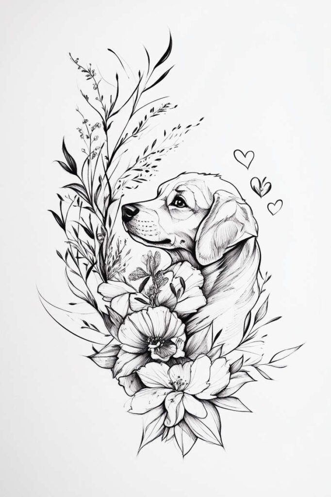 pets-tattoo-ideas – tattoo design ideas free ai generated – monochrome – for-chest – Gallery: pets-inkby-ai